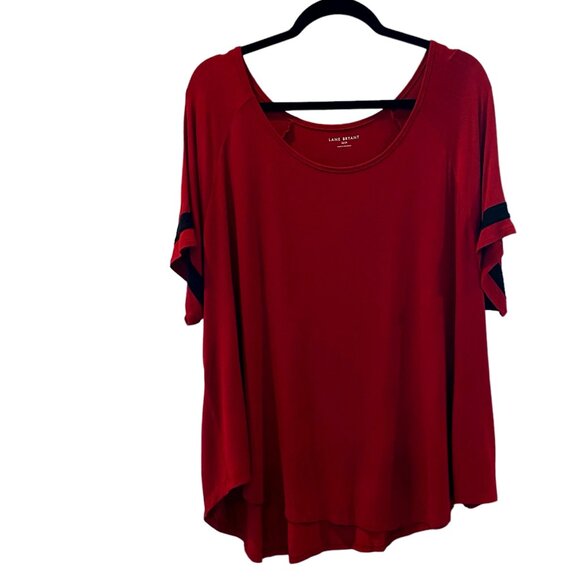 Lane Bryant Raglan Tee 3X Curved Hem TShirt Top Super Soft Knit Maroon 22 24 NEW - Picture 3 of 9